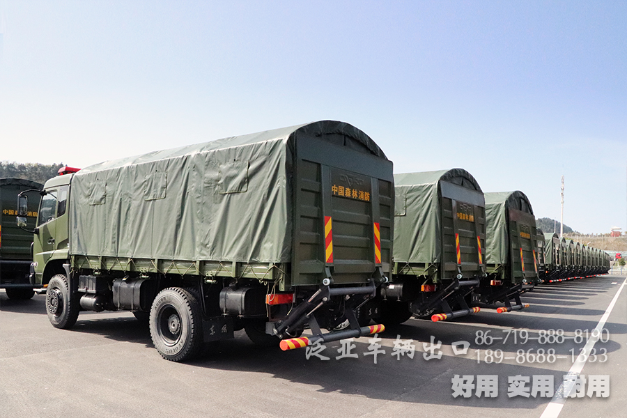 4X2液压尾板车,森林消防车,东风天锦越野专用车,天锦越野卡车