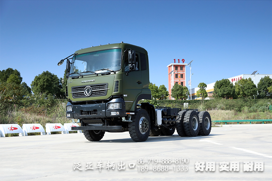 东风6*4自卸汽车底盘_375马力重型商用车底盘改装_专用车底盘改装销售出口