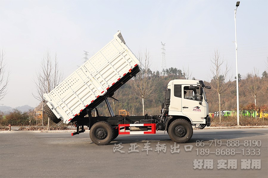 东风13吨自卸车，四驱自卸卡车，4x4自卸车，货箱加高型自卸车，越野自卸卡车，两桥矿用自卸车，自卸车出口，自卸车销售